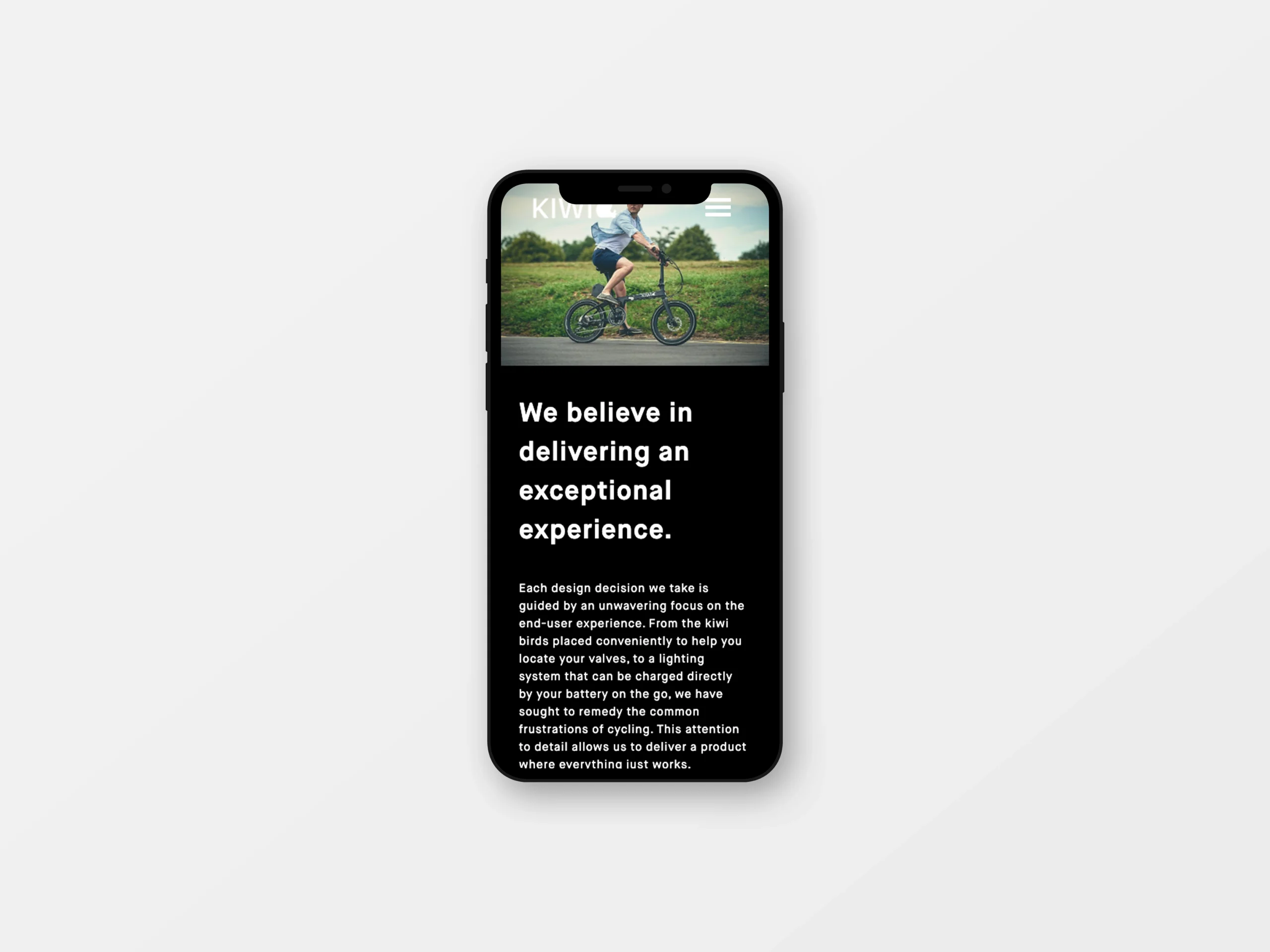 Kiwi Bikes website design mockup by Grizzly