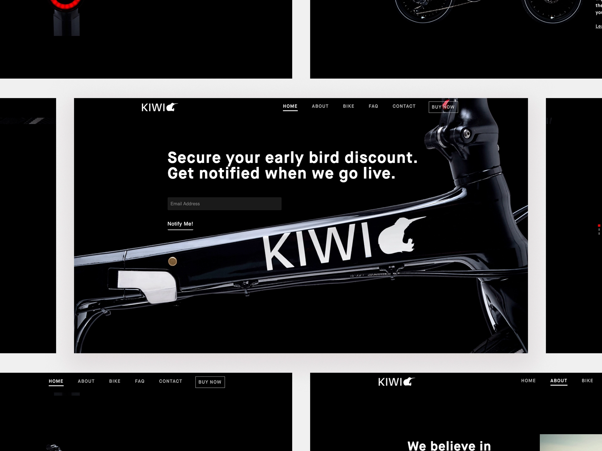 Kiwi Bikes website page design by Grizzly